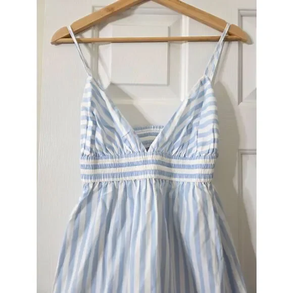 NWT Banana Republic stripes poplin open back tiered open back dress size S $119 - Picture 3 of 9